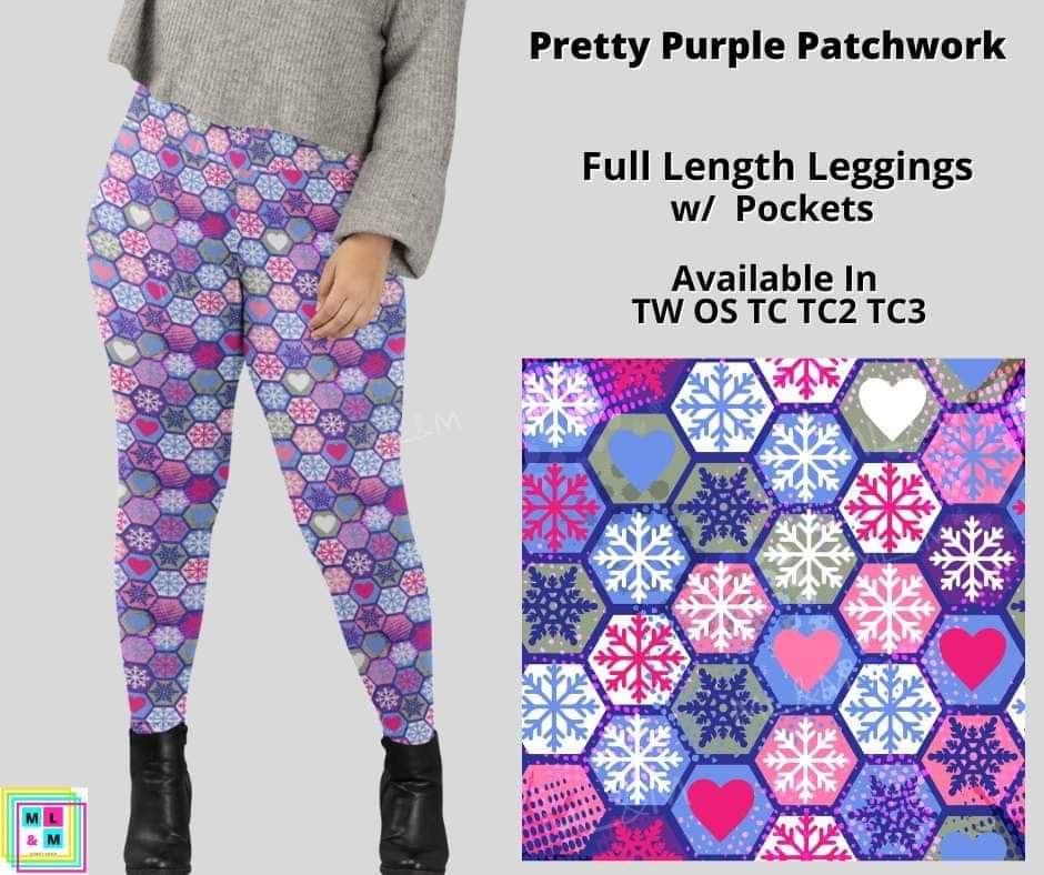 Purple Patchwork Full Length Leggings