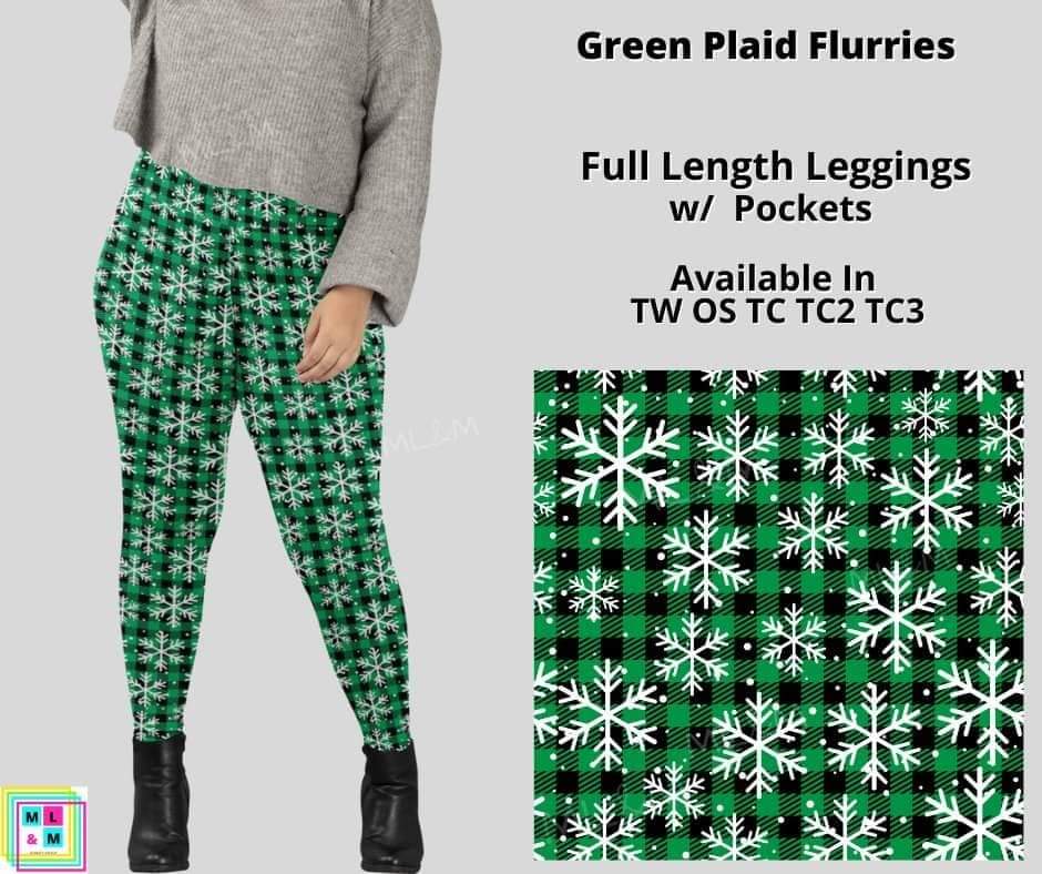 Green Plaid Flurries Full Length Leggings