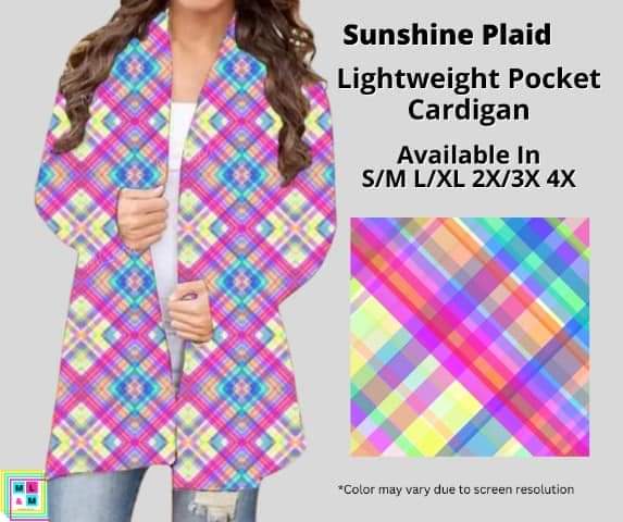 Sunshine Plaid Pocket Cardigan