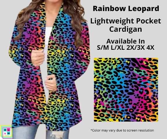 Rainbow Leopard Pocket Cardigan