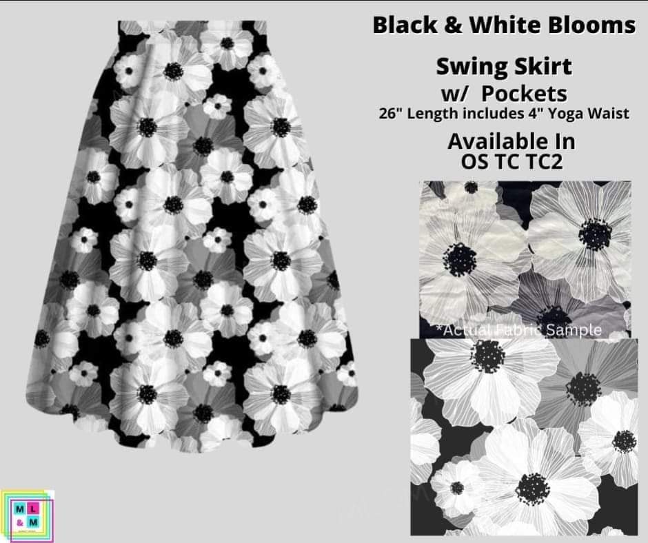 Black & White Blooms Skirt