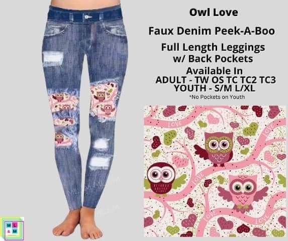 Owl Love Faux Denim Full Length