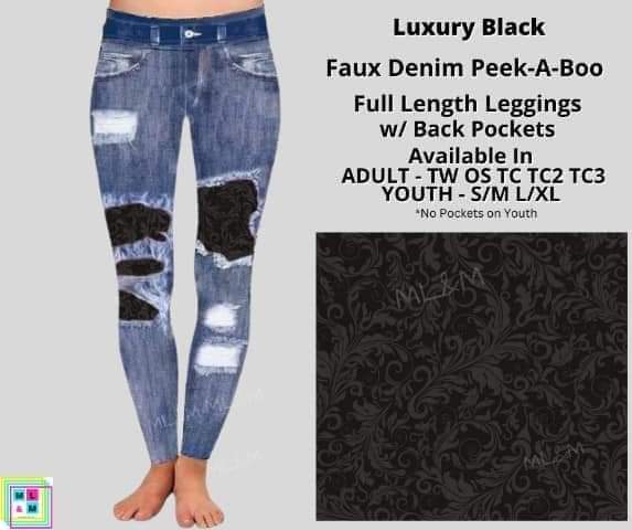 Luxury Black Faux Denim Full Length