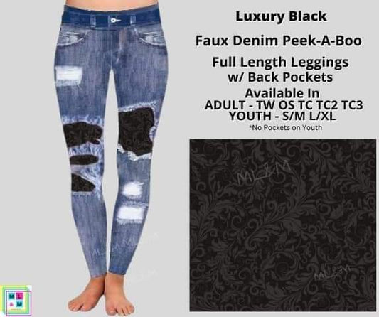 Luxury Black Faux Denim Full Length