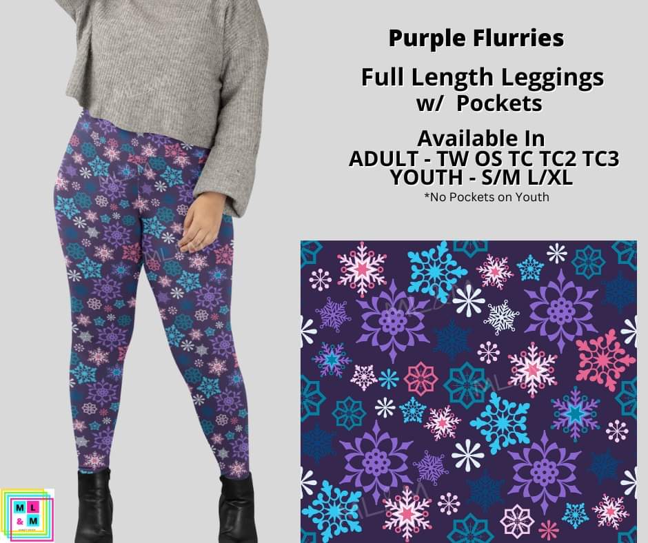 Purple Flurries Full Length Leggings