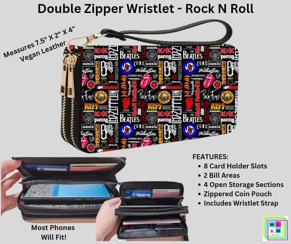 Rock n Roll Double Zipper Wristlet