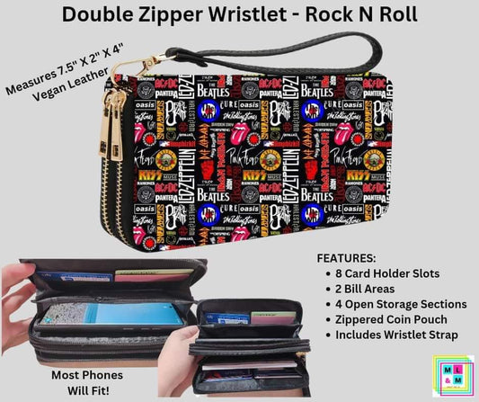 Rock n Roll Double Zipper Wristlet