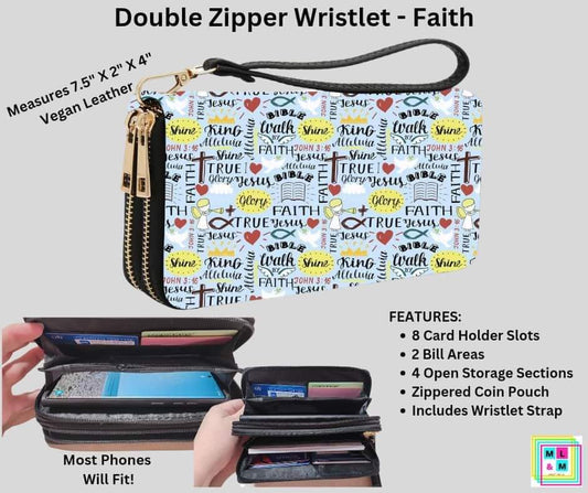 Faith Double Zipper Wristlet