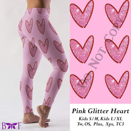 Pink Glitter Heart leggings amd Capris