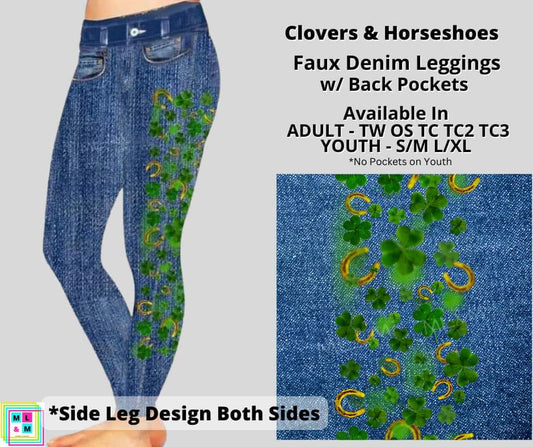 Clovers & Horseshoes Faux Denim Full Length