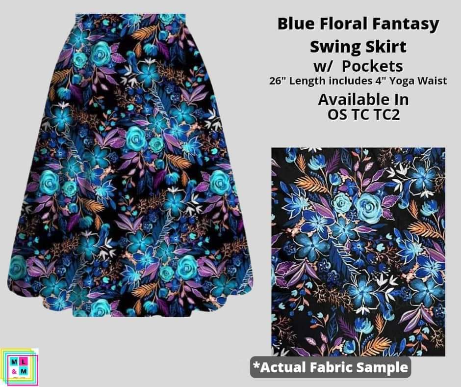 Blue Floral Fantasy Skirt