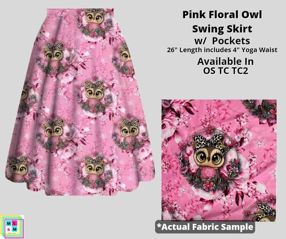 Pink Floral Owl Skirt