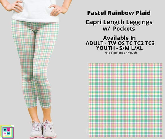 Pastel Rainbow Plaid Capri Length w/ Pockets