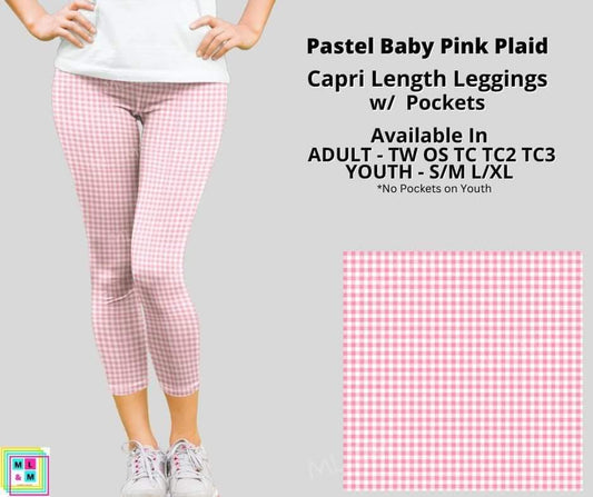 Pastel Baby Pink Plaid Capri Length w/ Pockets