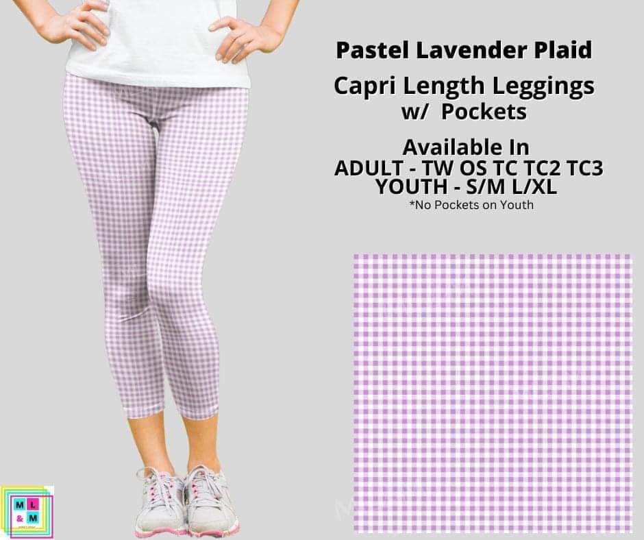 Pastel Lavender Plaid Capri Length w/ Pockets