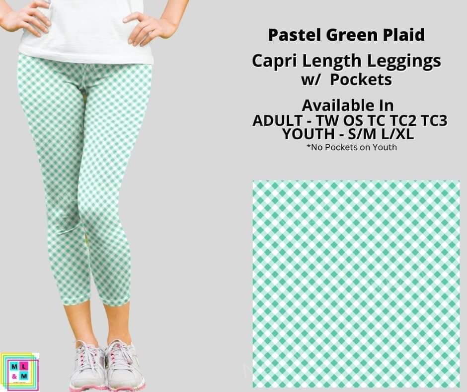 Pastel Green Plaid Capri Length w/ Pockets