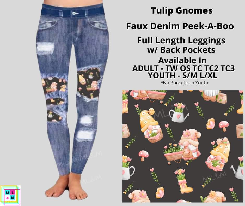 Tulip Gnomes Faux Denim Full Length