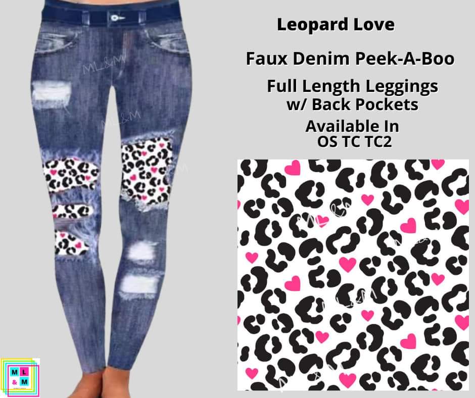 Leopard Love Faux Denim Full Length