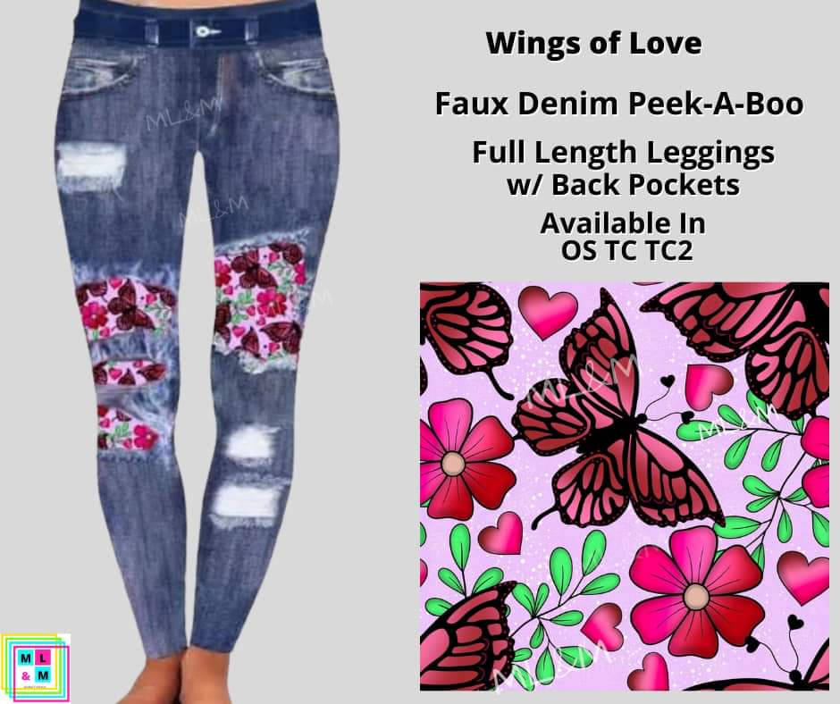 Wings of Love Faux Denim Full Length
