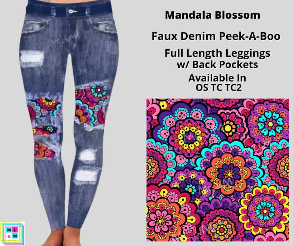 Mandala Blossom Tie Dye Faux Denim Full Length