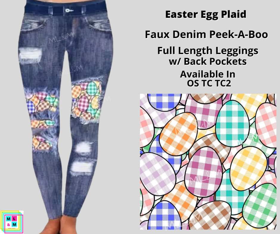 Easter Egg Plaid Faux Denim Full Length