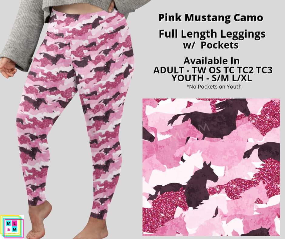 Pink Mustang Camo Full Length Leggings