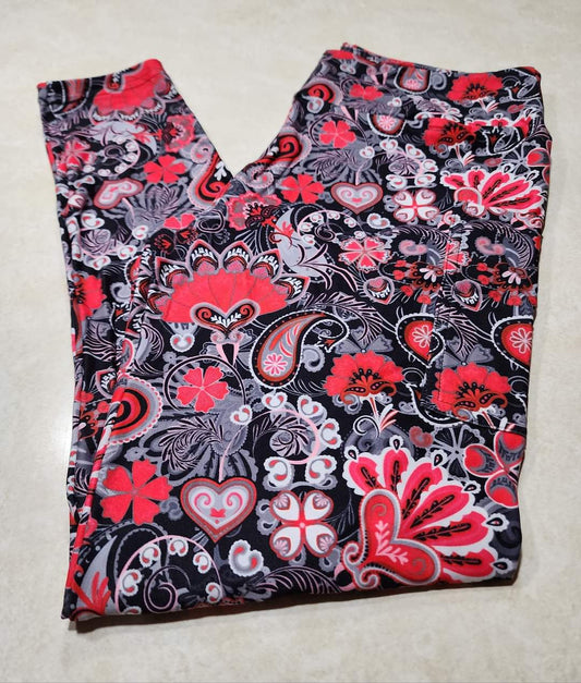 Red Romance Paisley Full Length Leggings