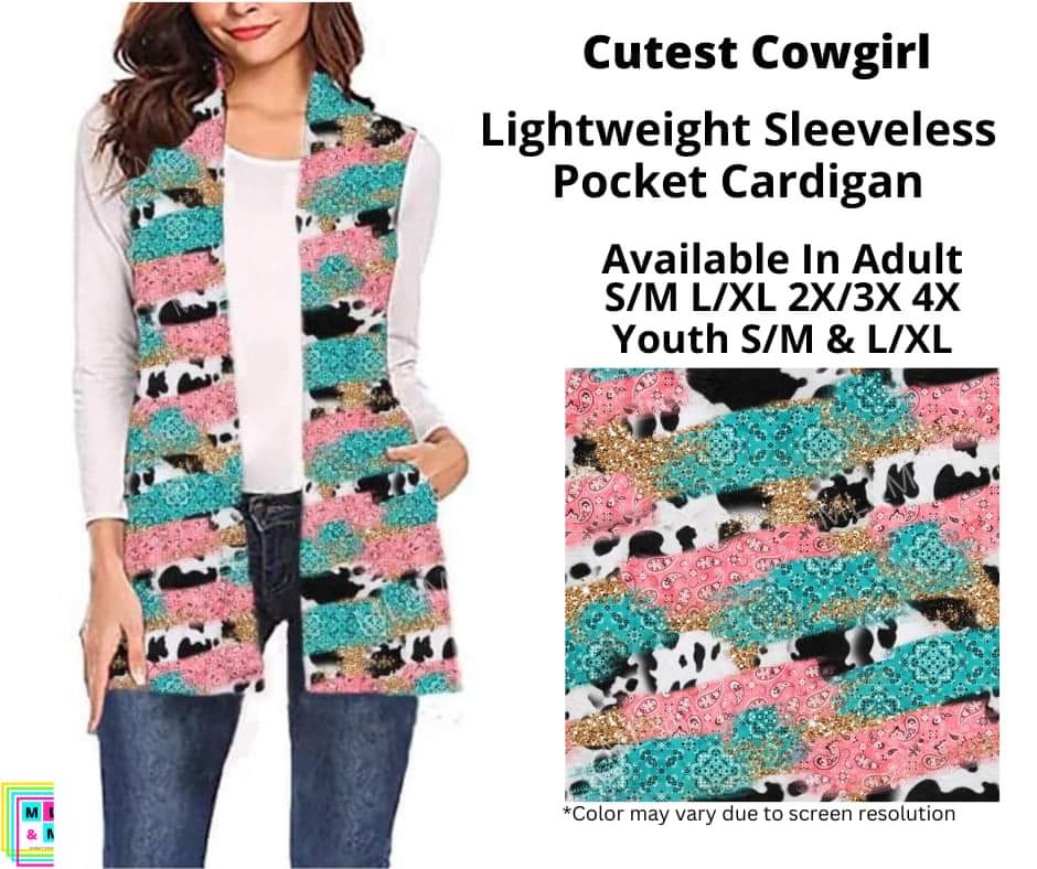 Cutest Cowgirl Sleeveless Pocket Cardigan