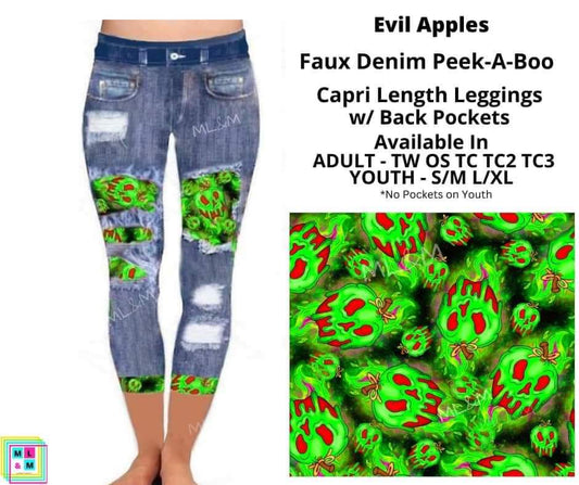Evil Apples Faux Denim Capris