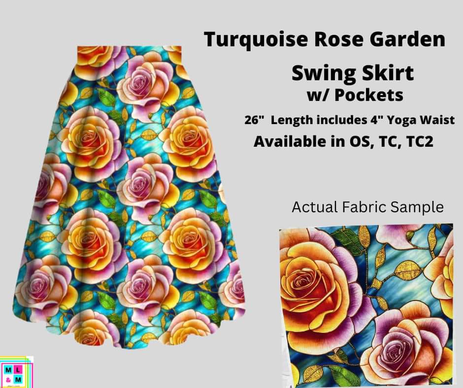 Turquoise Rose Garden Skirt
