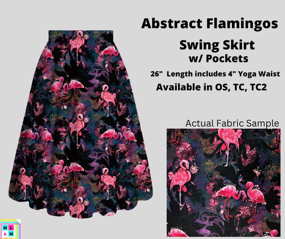 Abstract Flamingos Skirt