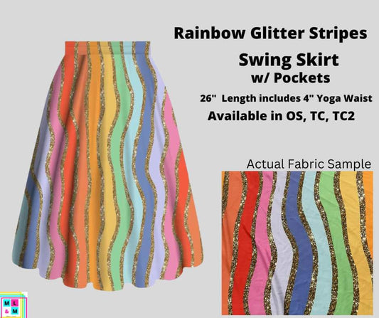 Rainbow Glitter Stripes Skirt