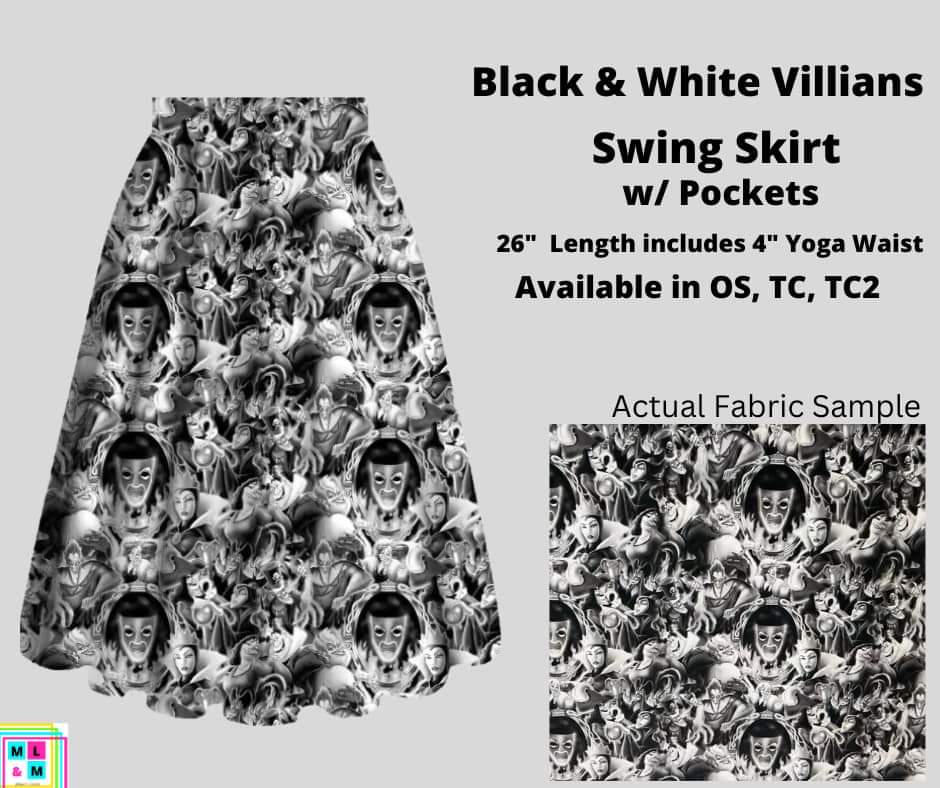 Black & White Villains Skirt