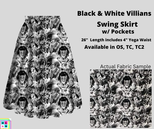 Black & White Villains Skirt