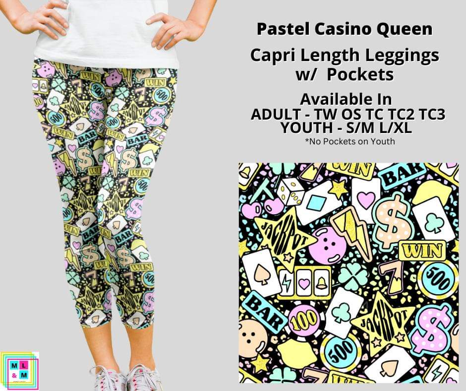 Pastel Casino Queen Capri Length w/ Pockets
