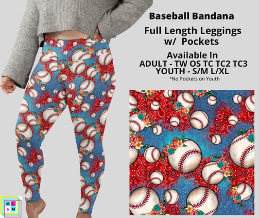 Baseball Bandana Full Length Leggings w/ Pockets