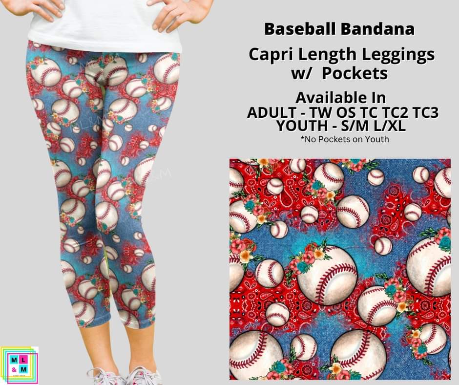 Baseball Bandana Capri Length w/ Pockets