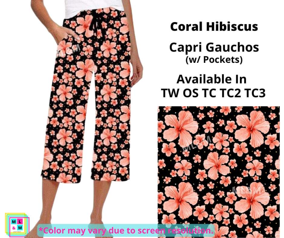Coral Hibiscus Capri Gauchos