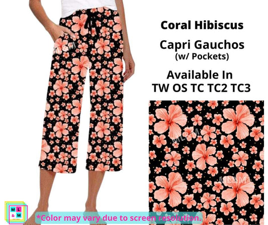 Coral Hibiscus Capri Gauchos
