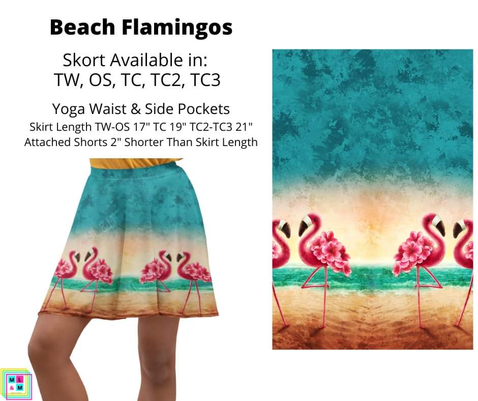 Beach Flamingos Skort