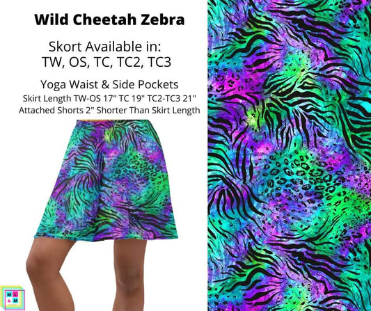 Wild Cheetah Zebra Skort