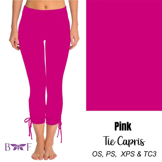Pink side tie capris with pockets