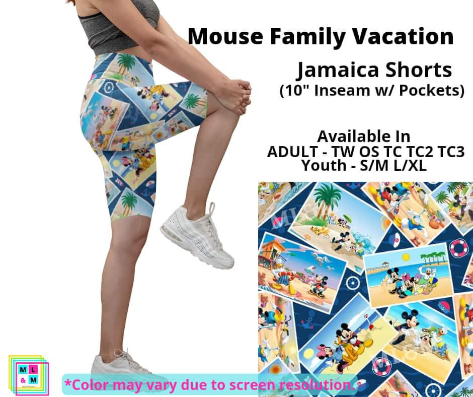 Mouse Family Vacation 10" Jamaica Shorts
