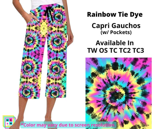 Rainbow Tie Dye Capri Gauchos