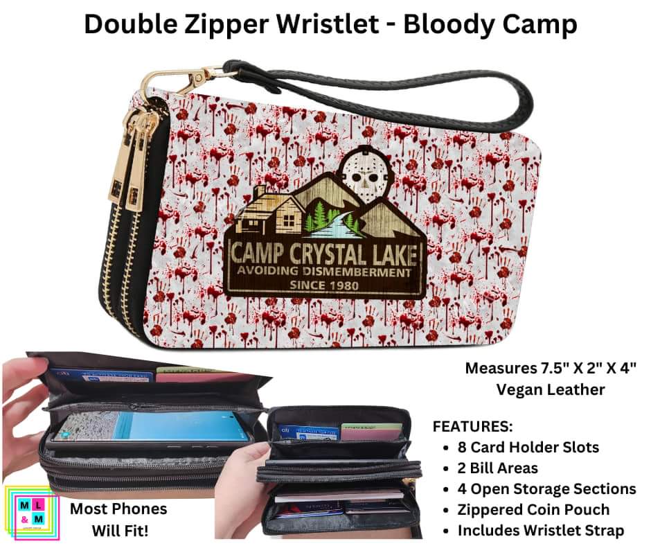 Bloody Camp Double Zipper Wristlet