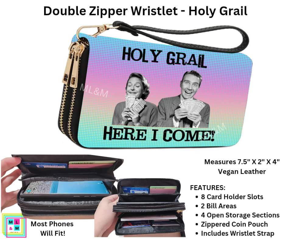 Holy Grail Double Zipper Wristlet