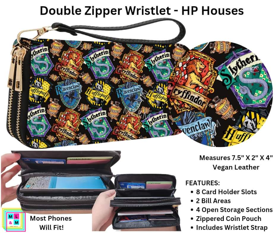 HP Houses Double Zipper Wristlet
