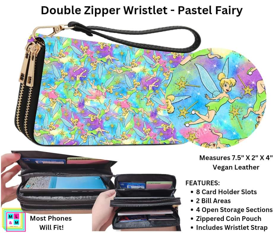 Pastel Fairy Double Zipper Wristlet