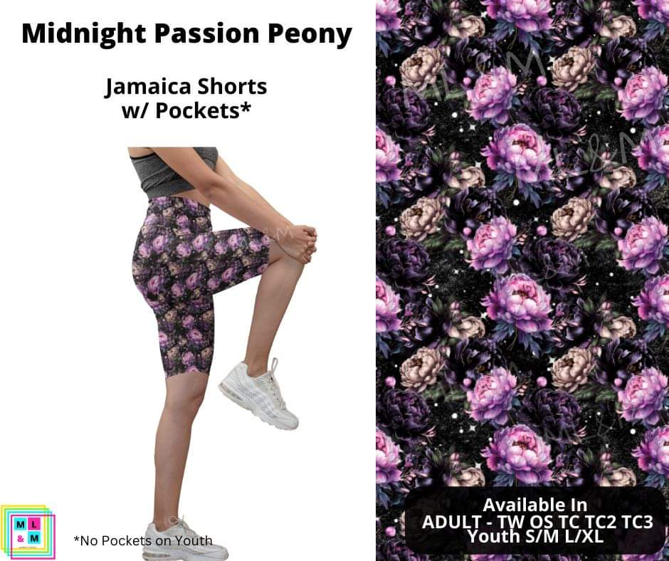 Midnight Passion Peony 10" Jamaica Shorts