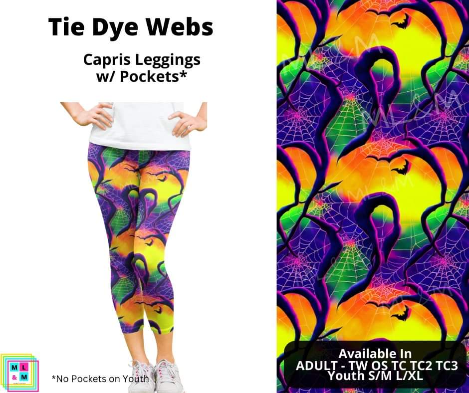 Tie Dye Webs Capri Length w/ Pockets